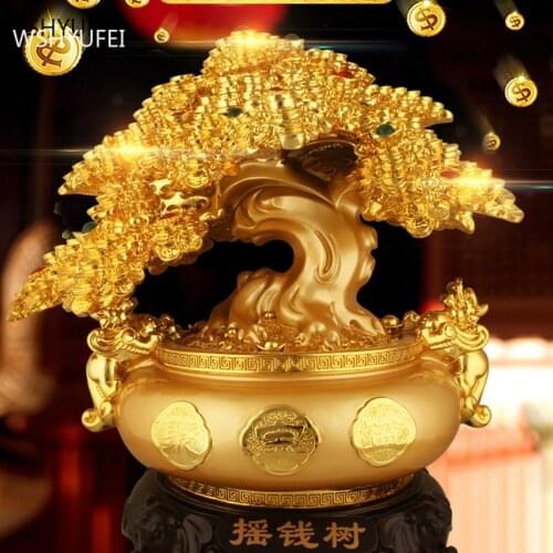 Traditional Resin Sculpture Home Ornaments Living Room TV Cabinet Treasure Bowl Decoration Office Desktop Cash Cow Decor Crafts