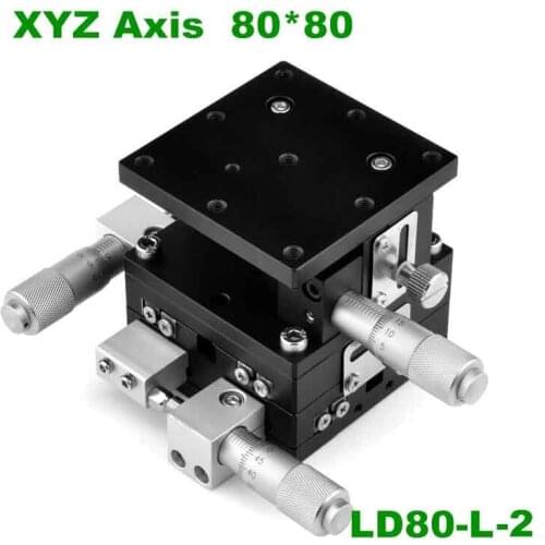 XYZ Axis 80mm Trimming Station Manual Displacement Platform Linear Stage Sliding Table 80*80mm XYZ80 double cross rail