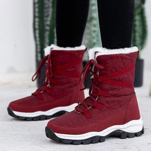 Womens Shoes Winter Fashion Ankle Boots Women Keep Warm Female Lace Up Waterproof Boots Ladies Comfortable Womens Snow Boots