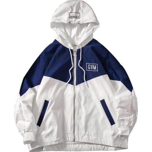 Outerwear Women Retro Hong Kong Spring Thin Jacket Lovers Student Bf Loose Large Size Hooded Stitching Academic Jacket