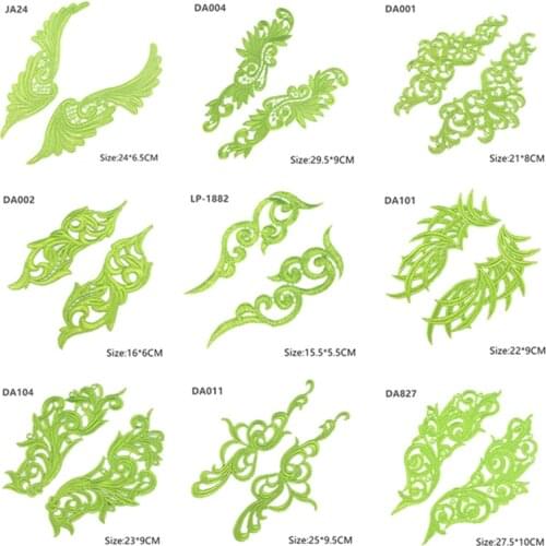 Zsbszc 1 pair fluorescent green lace Applique patch Tango Latin dance ballet costumes Dress Sewing Crafts DA89 DA827 CDJ