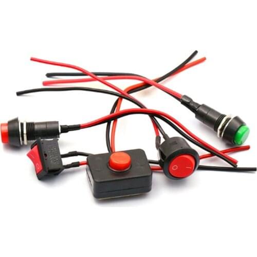 1pcs Push button switch waterproof small car circuit wire speaker electrical mini boat shape round line
