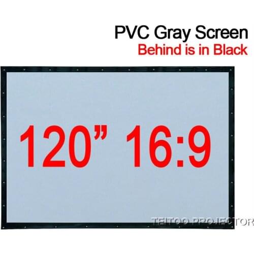 120 inches 16:9 PVC Soft Grey-Black Projection Screen Curtain Film for HD Home Theater TV Video Projector Outdoor Movies