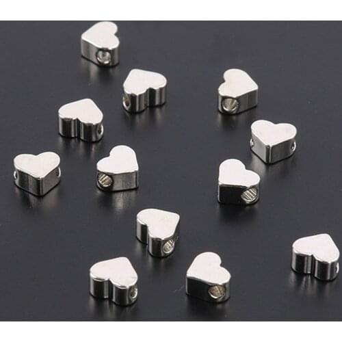 20PCS Heart Shape Spacer Beads 5MM 24K Gold Color Plated Brass Bracelet Beads High Quality Diy Jewelry Accessories