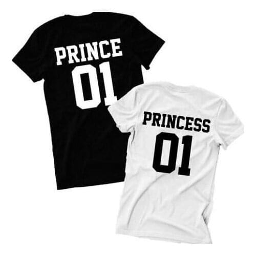 2018 Couple Prince 01 T Shirt Princess 01 Letter Print T-Shirt Women Men Hipster Fashion Tshirt Casual Couple T Shirt For Lover