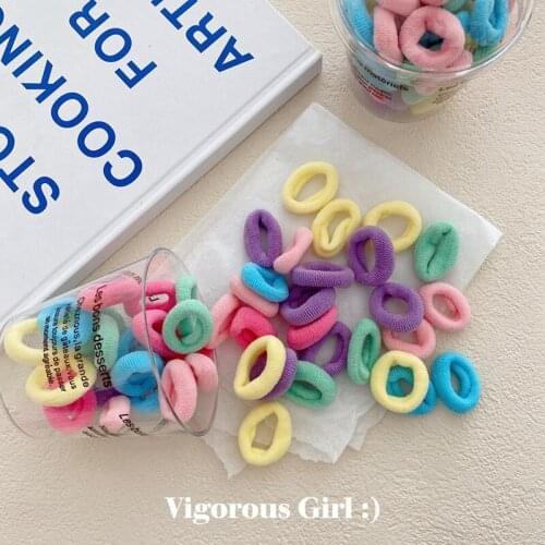 50 Pcs/Bag Small Mini Ice Cream Pastel Colorful Hair Elastics Hair ties Cute Ponytail Holder Accessories