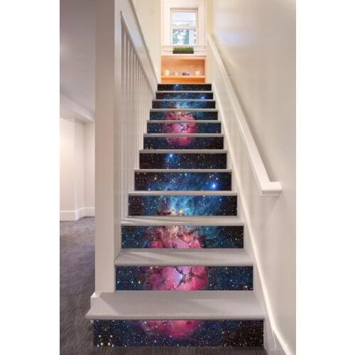 6pcs/set 18cm x 100cm Dream Star Nebula Pattern Style Stair Sticker Wallpaper LTT006