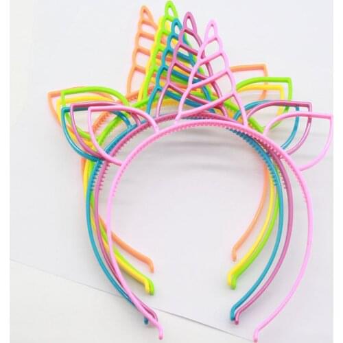 6pcs Unicorn Hair Band For Birthday Party Decorations Kids Girl Green Blue Pink Purple Orange Yellow Crown Headband Supplies