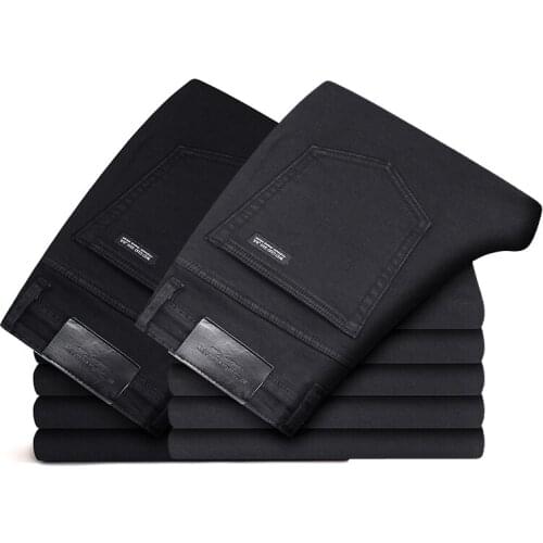 2020 Black Grey Brands Jeans Trousers Men Clothes Elasticity Skinny Jeans Business Casual Male Denim Slim Pants Classic Style