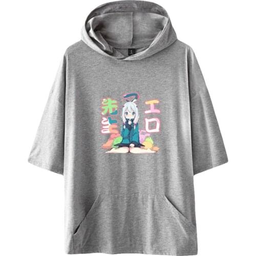 BSLNXNMA Eromanga Sensei 2D Men/Women Hooded Tshirt Solid Color t-shirts Summer Short Sleeve Hooded