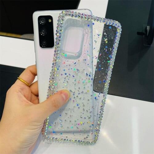 S20+ Shiny Gems Jewelled Jelly Phone Case For Samsung Note9 S10+ S20Ultra A70 A71 A51 Full Cover Skinny Shell Body Protection