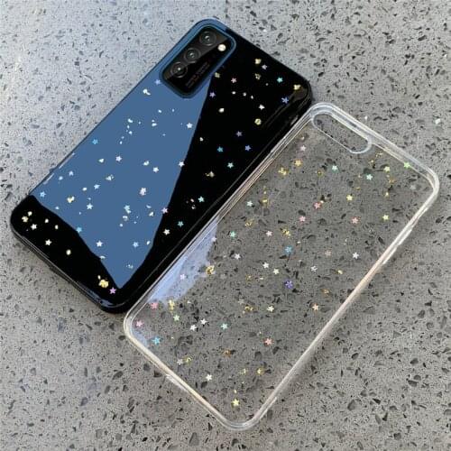 Sequin Gold Foil Stars Phone Case For Huawei Honor V30 Pro View V20 V10 9i 10i 20i 8 9 10 20 Lite 7A 8A 7X Play Clear TPU Cover