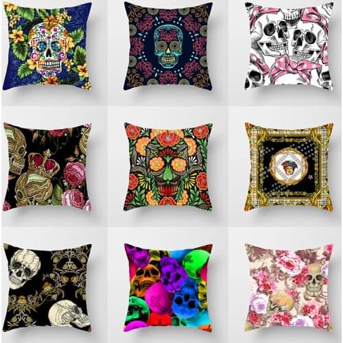 Flowers Skull Cushion Colors Decorative Pillows Pillow Cover Home Cushions Throw Pillows Cushions Decorative Cases funda cojin