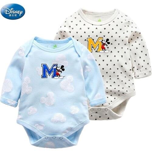 Disney Baby Cartoon Onesies Spring Clothes Overalls Newborn Cute Baby Girl Boy Clothes Pullover 0-12 Months Infant Bodysuits