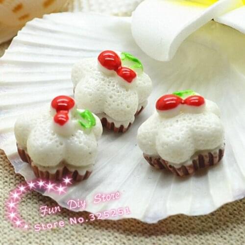 Cute resin food cake with cherry Cabochon Flat back decoration 50pcs/lot 15mm