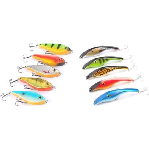MIZUGIWA Fishing Lures 5pcs Zalt Musky Muskie Pike Rare Jerkbait + 5pcs Pike Buster Jerk Big VIB Baits Hooks Baits