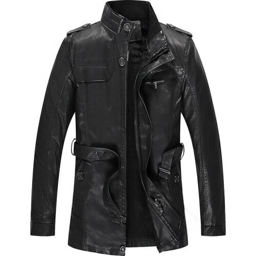 PU Brand High Leather Jacket Men Coats Plus 3XL Quality Outerwear Men Business Winter Faux Fur Male top clothes Fleece