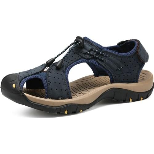 Men Sandals Cowhide Leather Male Summer Shoes Outdoor Beach Gladiator Sandals Shoes For Men Sneakers Sandalias Plus Size 46