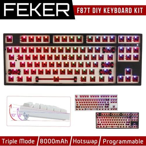 FEKER 84/87Keys Hotswap DIY Keyboard Kit Wireless bluetooth 2.4G Type-c 3/5pin RGB Backlit Mechanical Keyboard Customized Kit