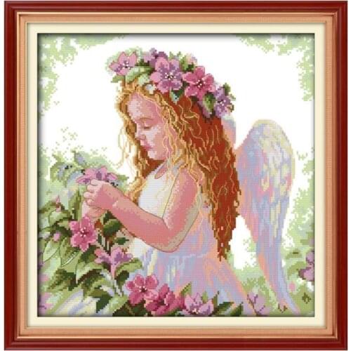 Joy Sunday Beautiful little angel girl baby cross stitch kits counted pattern 14CT DMC Printed Chinese embroidery needlework set
