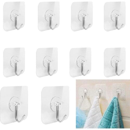 Wall Hooks Strong Transparent Suction Cup Sucker Hanger Kitchen Bathroom Multi Use Self Adhesive Hook Door Traceless Organizer