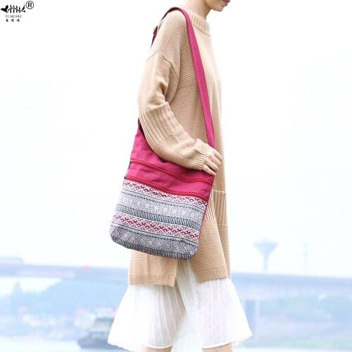 New Multiple Pockets Bohemian Bag Bags Adjustable Strap Vintage Womens Handbags Purse Original Handmade Shoulder Crossbody Bags