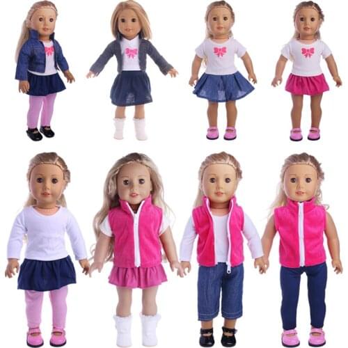 Doll Clothes Pink Bow Jacket Fit 18 Inch Doll & 43CM Baby New Born Doll Birthday Gift Doll Clothes/Accessories Kids Toy