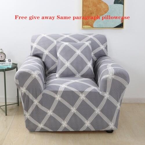Gray Pattern Single Sofa Cover Cotton Stretch Elastic Sofa Covers for Living Room Plant Flowers Slipcover Armchairs Couch Cover