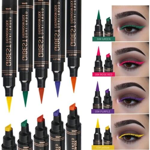 12 Color Eyeliner Stamp Pencil Waterproof Long-lasting Natural Eye Liner Matte Liquid Black Red Purple Green Seal Eyes Makeup