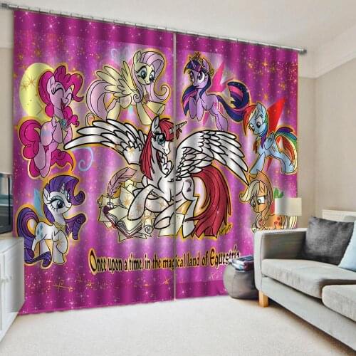 Custom 3D Pink Cartoon Unicorn Door Windows Curtains Thin for Living Room Bedroom Decorative Kitchen Curtains Drapes Dropship