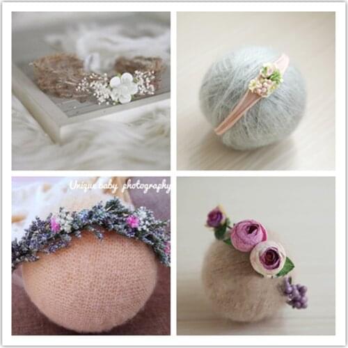 Newborn baby headband photography props camellia garland full moon 100 days party studio headdress hair accessories