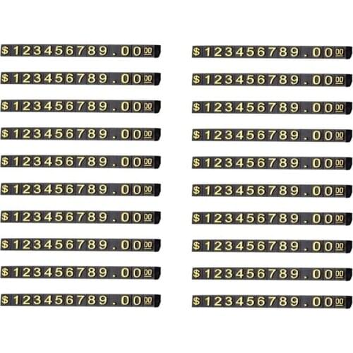 PPYY-20 Sets Price Display Square Adjustable Price Tag for Price Display Counter Stand Number Letter Dollar Price Block Kit