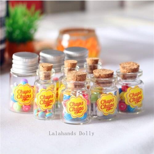 Sale 1pcs Cute Dollhouse Mini Lollipop Jar Pretend Play Kitchen Fake Food Toy Doll Accessories