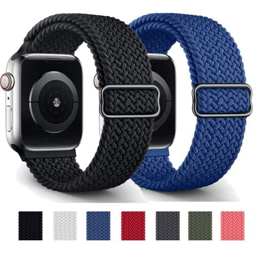 Braided Solo Loop For Apple watch band 44mm 40mm 38mm 42mm Adjustable Elastic Nylon belt bracelet iWatch series 3 4 5 se 6 strap