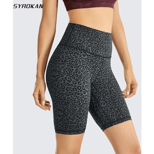 SYROKAN Womens Naked Feeling High Waisted Athletic Yoga Shorts for Women Workout Biker Shorts - 8 Inches