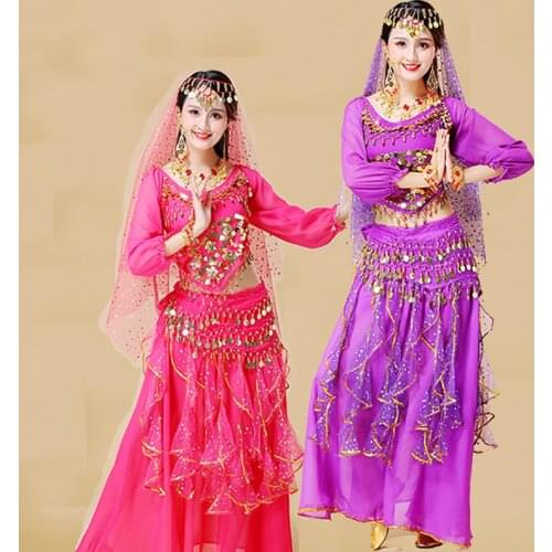 Women Stage Performance Dancing Clothes Bollywood Belly Dance Costumes Set Indian Dance Wear Skirt For Lady High Quality