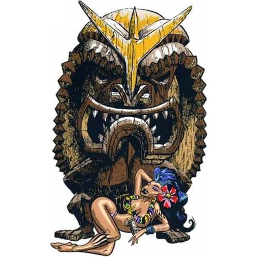 Interesting Pin Up Girl Tiki Hawaiian Kustom Kulture Poster Car Stickers Car Styling PVC 13cm X 8cm Vinyl Motorcycl Accessories