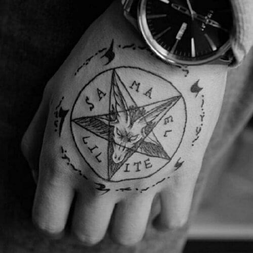 1PC Black Star Compass Temporary Tattoo Stickers For Men Women Hands Arm Body Art Waterproof Fake Tattos Flash Decals Tatoos