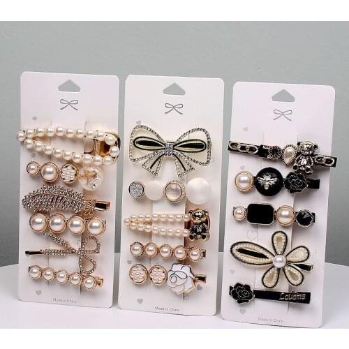 1 Set Retro Elegant Rhinestone Pearl Hairpins Gift Women Girls Hair Clips Pins Barrettes Accessories Hairclip Headdress Hairgrip