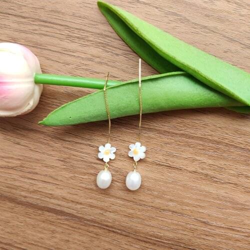 20 pair 2021 New Style Long Daisy Flower Earrings For Women 6 Leaf Flower Style 925 silver Gold Earring Girls Sweet Jewelry Gift