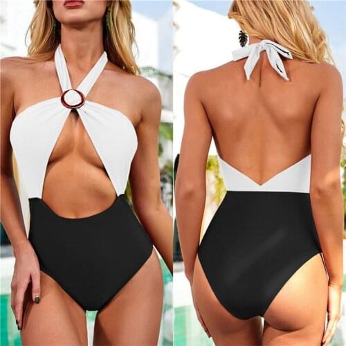 2021 Women Bikini Bodysuit Sexy Ladies Patchwork Bandage Backless Push Up Swimwear Swimsuit Beach Bathing Suit