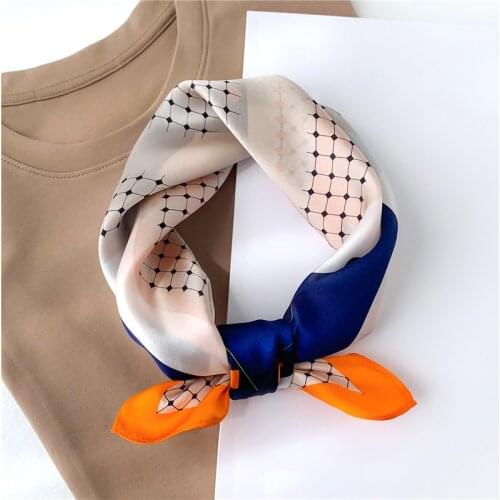 2021 Real Silk Scarf Square Neck Hairband Print Scarves Women Bandana Female Foulard Spring Summer Small Neckerchief New Foulard