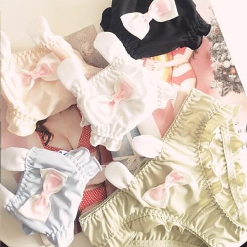 Female Underwear New Fashion Lace Panties Rabbit Ear Briefs Low Waist Sexy Lingerie Seamless Womens Underpants Girls Briefs