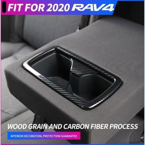 Foal Burning Car Chrome Rear Water Cup Holder Protection Cover Trim Sticker For Toyota RAV4 RAV-4 2019 2020