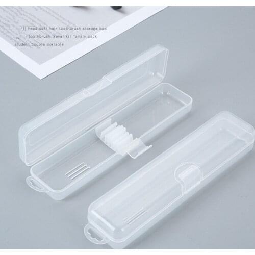 100Pcs/Lot Transparent Flip Portable Tableware Box Cosmetic Brush Spoon Fork Storage Box hook Childrens Toothbrush boxes