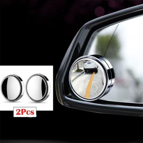 2Pcs 360 Degree Interior Mirrors Adjustable Car Rear View Convex Mirror Auto Rearview Back Mirror Vehicle Blind Spot Rimless