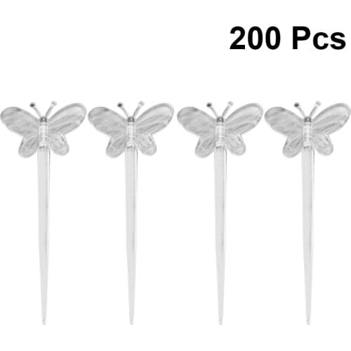 200pcs Picks Shape Fruit Toothpicks Disposable Sandwich Appetizer Cocktail Sticks Party Supplies Plastic Fruit Picks Transparent