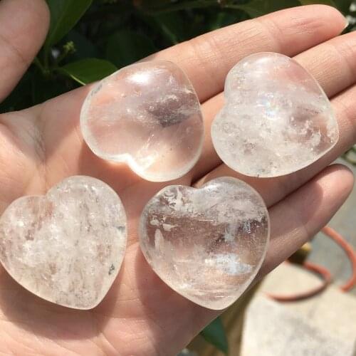 4pcs Natural crystal white heart energy healing