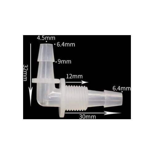6.4mm to 1/4'' BSPP Male Thread to 6.4mm Plastic Elbow Pipe Fitting Pagoda Barbed Bulkhead Equal Hose Connector Tube Joint