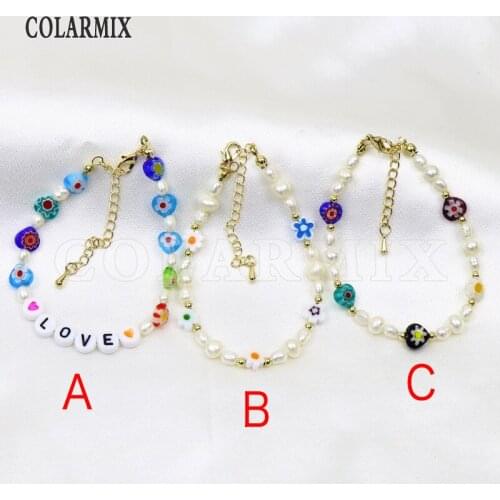 6 Pieces Handmade Colorful Bead Bracelet Fashion Jewelry Chain jewelry Bracelet Handmade Strand women Bracelet Jewelry 9951
